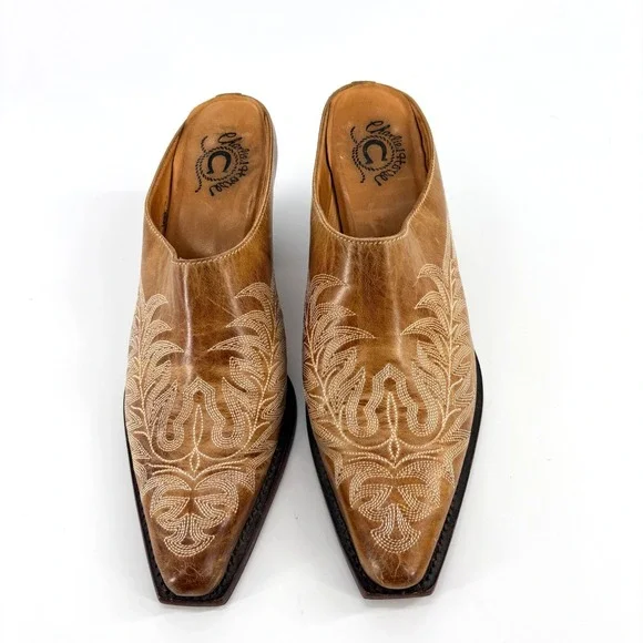 Charlie 1 Horse Brown Leather Mules Distressed Handcrafted Brazil 7B Western - Picture 3 of 13
